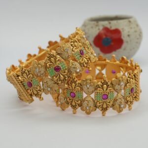 Ruby Studded gold plated Copper Bangles set (1890)