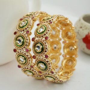 Round Shaped Kundan Ruby Bangles (2041)
