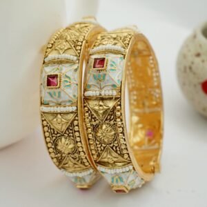 Ruby Embaded Pearl Copper Bangls (2045)