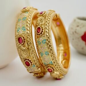 Light Meena Ruby Copper Bangles (2046)