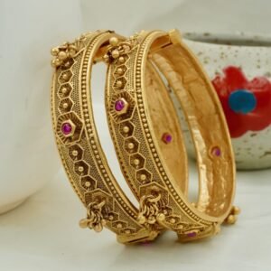 Elegant Ruby Embadeed Gungri Copper Bangles (1995)