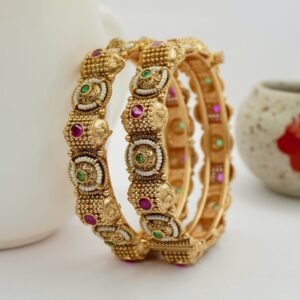 Ruby Pearl Mat Finish Copper Bangles (2012)