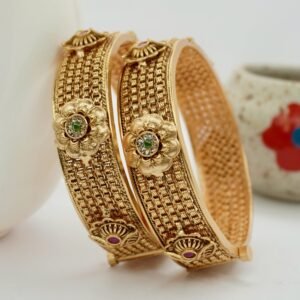 Flower Ruby Green Copper Bangles (2013)