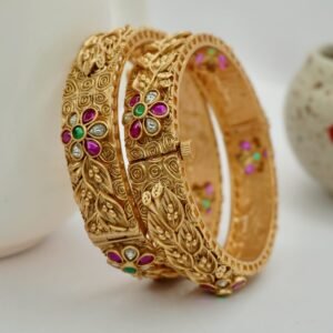 Ruby AD Flower Leaf Desiner Copper Bangles (2018)