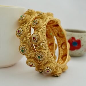 Ruby Green AD Pacholi Gokhru Bangles (2023)