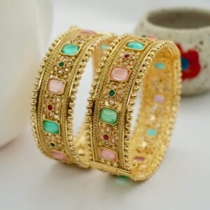 Mint Pink Designer Copper Bangles (2024)