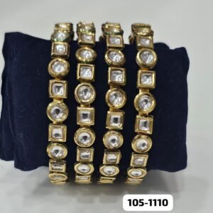 Tilak Square 4 Pic Dabbi Kundan Bangles Set (2069)