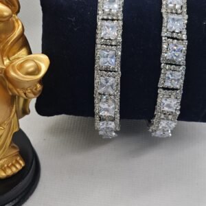 Square  AD Bangles Set (105-1255-Rodium)