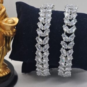 Butter Fly Rodium AD Bangles 2 Pic Set (105-1277)