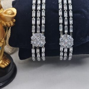 Flower Tika Rodium AD Bangles Set (105-1278)