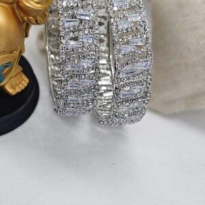 Double Layer Tubelight Rodium AD Bangles Set (105-1262)