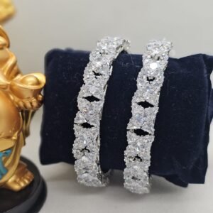 Star Shape Rodium Plated AD Bangles (105-1293)