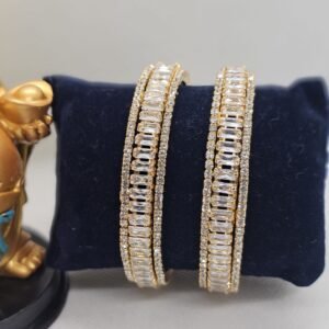 Gold plated Stone with AD Bangles (105-1228)