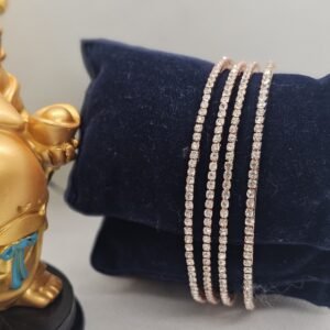 Rose Gold Plated White Stone 4 Pic Single Line Bangles (105-000)