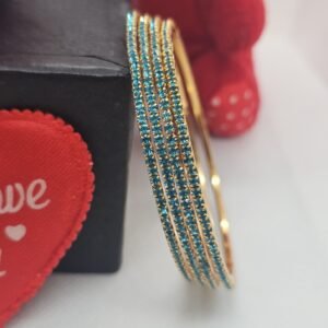 Firozi Color 4 Pic Micro Plated AD Color bangles Set (105-1000)