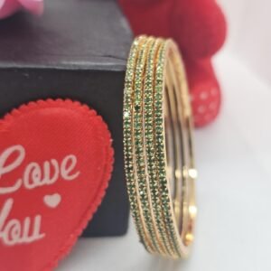 Parrot Green Color 4 Pic Micro Plated AD Color bangles Set (105-1000)