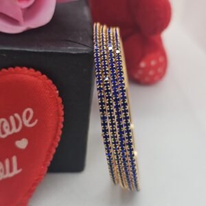 Navy Blue Color 4 Pic Micro Plated AD Color bangles Set (105-1000)