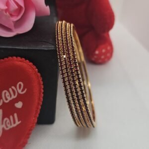 Maroon Color 4 Pic Micro Plated AD Color bangles Set (105-1000)