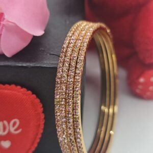 Light Pink Color 4 Pic Micro Plated AD Color bangles Set (105-1000)