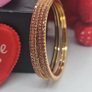 Light Rani Color 4 Pic Micro Plated AD Color bangles Set (105-1000)