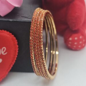 Light Red Color 4 Pic Micro Plated AD Color bangles Set (105-1000)