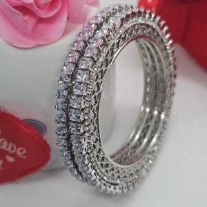 AD SQUARE KHOBA 2 PIC RODIUM PLATED BANGLES SET (105-1251)